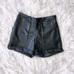 Vegan Leather Shorts with Pockets
